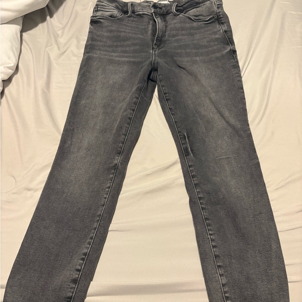 Good American Charcoal Straight Leg Jeans